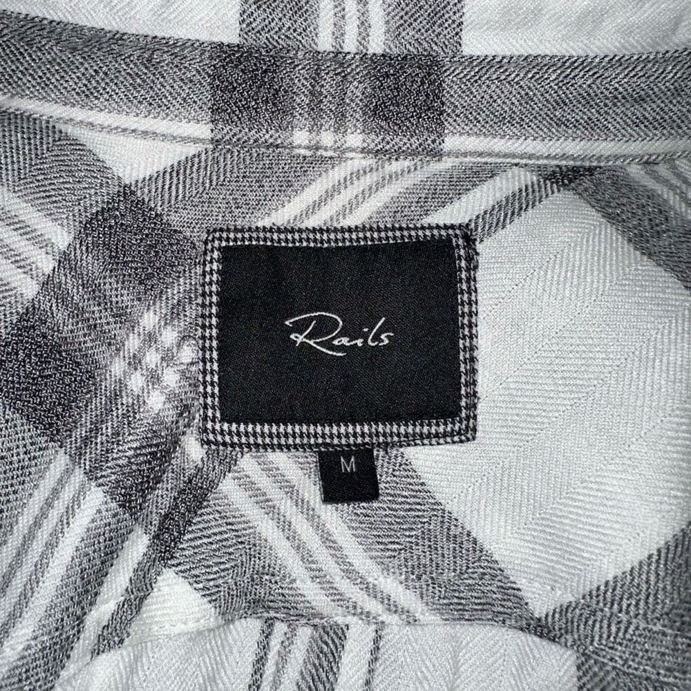Rails M Nadine White Charcoal Plaid Button Front … - image 7